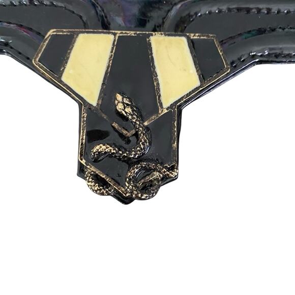 Roberto Cavalli Class NWTs Vintage Black Patent Leather Purse Chain Strap - Picture 2 of 15